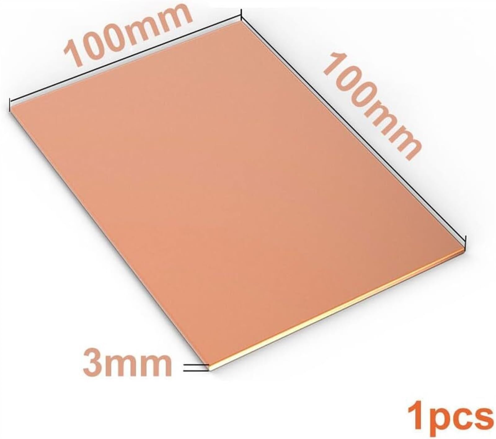 1 sztuka 99,9% czystej blachy miedzianej, (3 Mm) grubość, idealna dla rzemiosła, modelarzy, 100x100mm(100x100mm)