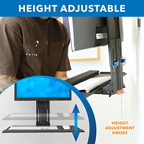 Image of Mount-It! Monitor and Keyboard Wall Mount, Height Adjustable Standing VESA Keyboard Tray, 25 Inch Wide Platform with Mouse Pad (MI-7915)