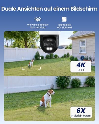 Reolink 4K 8MP Wi-Fi 6 PTZ Überwachungskamera Aussen mit Dual-Objektiv, Auto-Tracking-Zoom, WLAN Kamera Outdoor mit 3 Smart-Erkennungsmodi, 30m Farbnachtsicht, Außenkamera, Dual-Ansicht, TrackMix WiFi – Bild 4