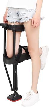 180   Adjustable Knee -Up Medical Anti -Skimming Knee Crutch at Hands Free Knee Crutch without Pain Free -Handed Aids,Black,right leg