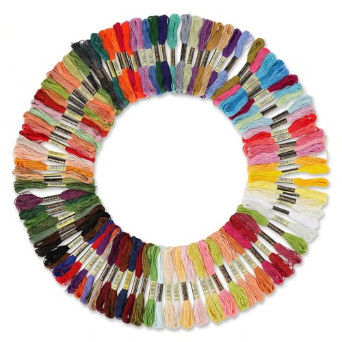 SLIAXINT 100 Farben Stickgarn Set Set je 8 Meter, Kreuzstichfäden, Stickgarn Baumwolle Embroidery Thread für Sticken DIY, Garn für Freundschaftsbänder Knüpfgarn für Basteln Nähen Handarbeit