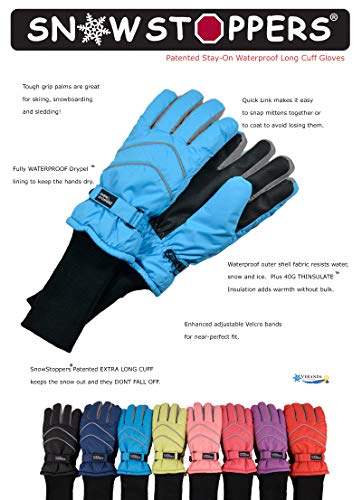 SnowStoppers Kid's Waterproof Long Cuff Winter Gloves4