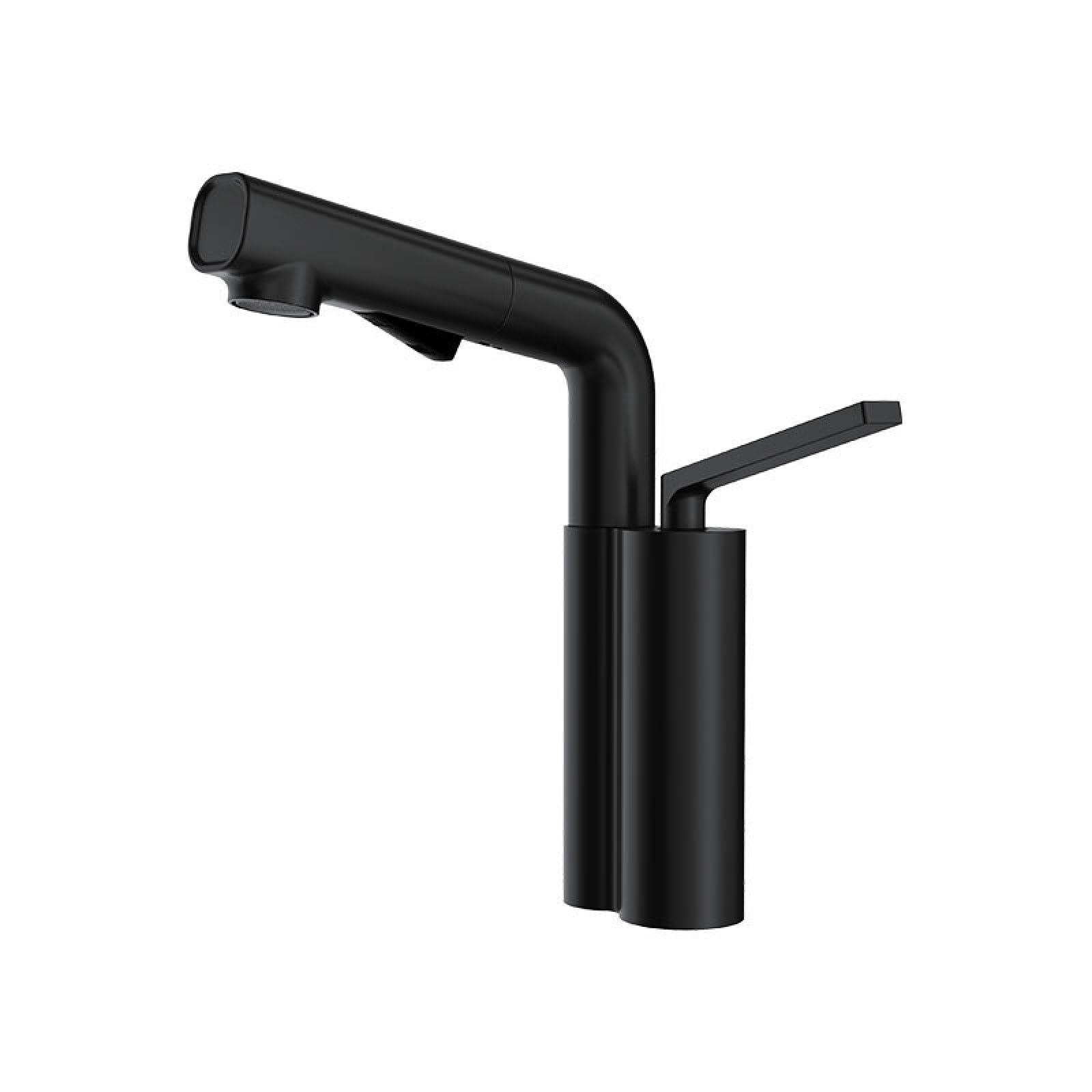Fanjubei Black Copper Hot And Cold Lift-Adjustable Pull-Out Bathroom Faucet,