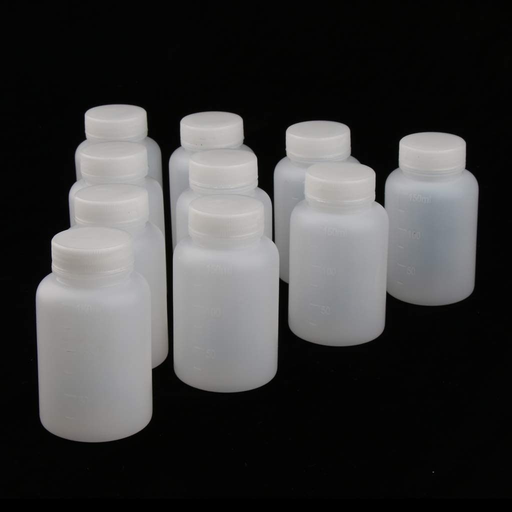 10 bottiglie di plastica vuote graduate per laboratorio chimico, 150 ml