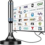 2026 Digital TV Antenna for Smart TV Indoor, 360° Long Range Reception for Local Channels, HDTV Antenna for TV Without Cable Supports 4K 1080P for Smart & Old TVs, Magnetic Base (Blue)
