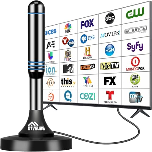 2026 Digital TV Antenna for Smart TV Indoor, 360° Long Range Reception for Local Channels, HDTV Antenna for TV Without Cable Supports 4K 1080P for Smart & Old TVs, Magnetic Base (Black Blue)