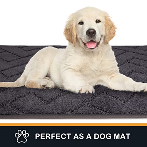 PURRUGS Dirt Trapping Door Mat 32" x 47", Non-Slip Machine Washable Entry Rug, Shoe Scraper, Dog Doormat, Super Absorbent Welcome Mat for Front & Back Door, Muddy Wet Shoes & Paws, Grey