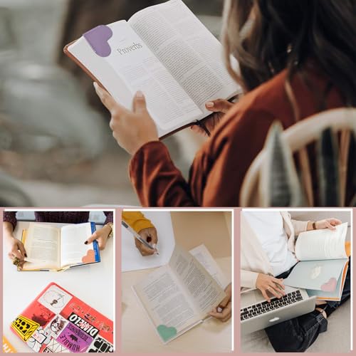 Image of Winjeto Leather Heart Bookmarks - 6 Pieces Book Marks for Reading Gifts | Cute Corner Bookmark Page Markers | Gifts for Women Kids Men Teachers | School Office Home Supplies Accessories Stationary