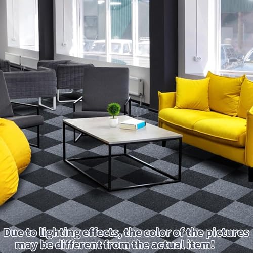 KAHEIGN 30Pcs Teppichfliesen 30x30cm selbstklebende Teppichfliesen, strapazierfähiger Teppich Bodenbelag Selbstklebend Rutschfest Teppichboden für Büro, Wohnzimmer, Schlafzimmer (hellgrau)