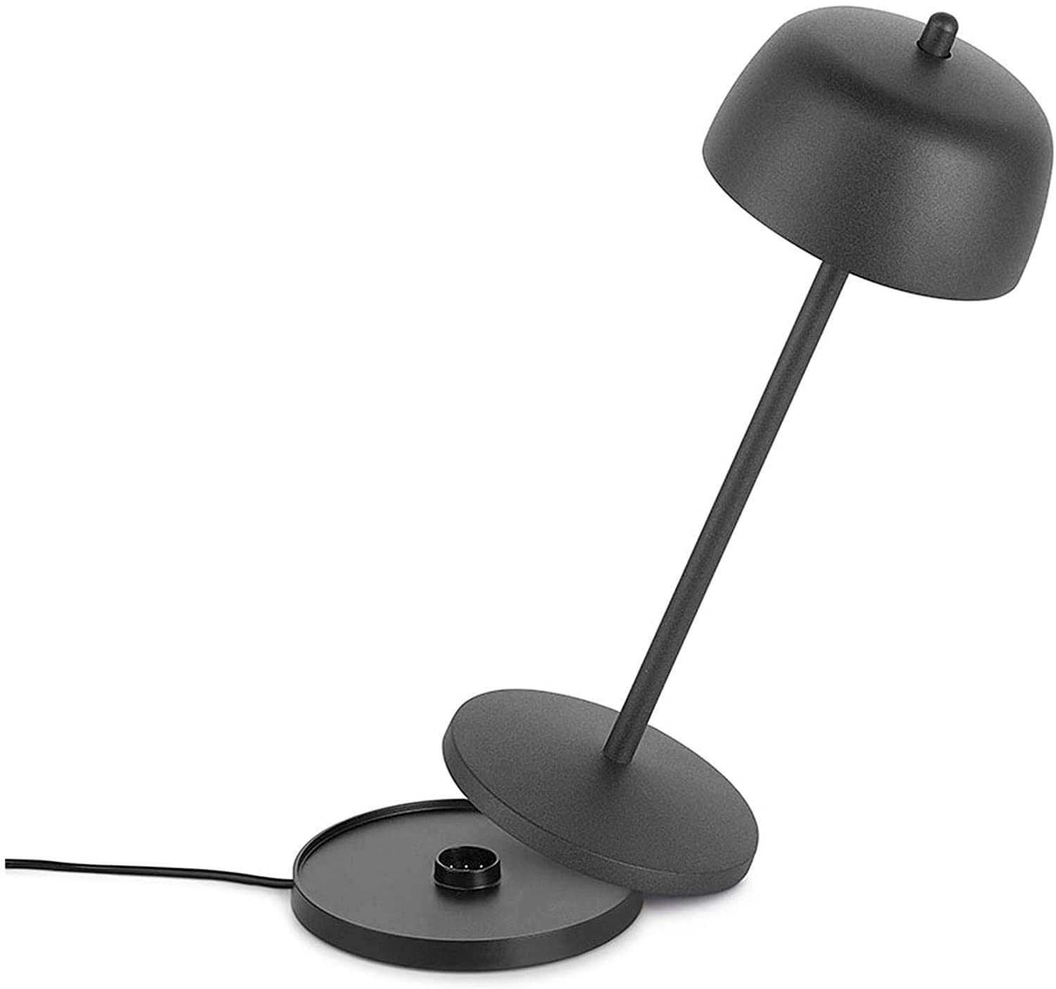 Theta 6x Lampe de Table LED Sans Fil Rechargeable - Abat Jour Lampe Dimmer de Restaurant et HO.RE.CA - Éclairage Intérieur et Extérieur IP65, 2700 - 4000K, 9-24h. LVL (Noir)