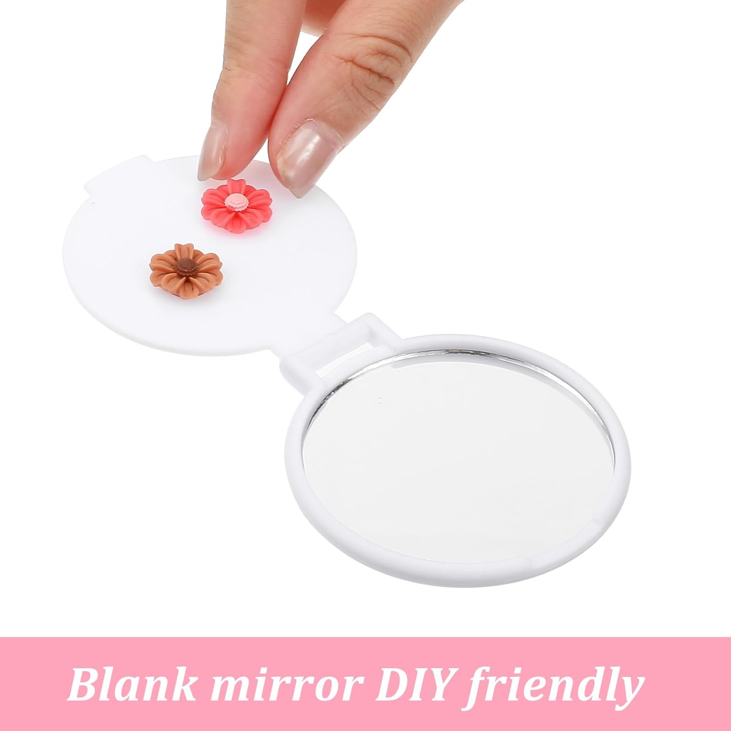 Molain 72 Pcs Mini Compact Mirrors Bulk, Portable Round Folding Makeup Mirror Set for Purse Travel Women Daily Use White