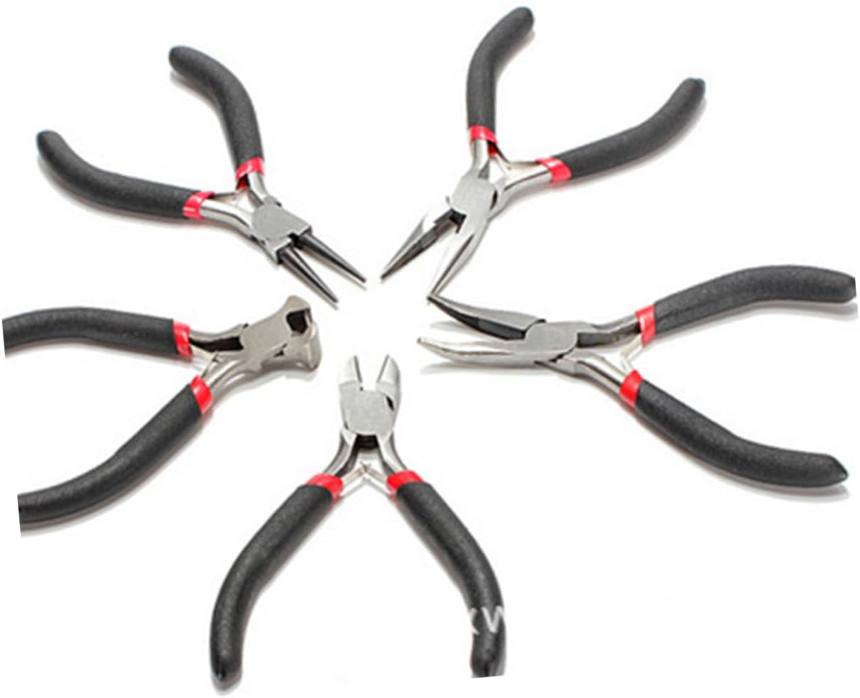 Housoutil 5pcs Ergonomic Mini Jewelry Pliers Beading Pliers for Diy Crafts Jewelry Repair
