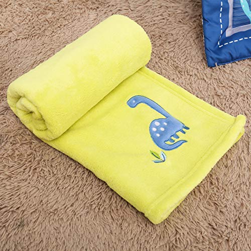 3D Cute Dinosaur Crib Bedding Set For Boys Girls 4Piece Baby Nursery Bedding Crib Set For 28X52 Inch Washable Blue Grey | Crib Comforter, Crib Sheet, Dust Ruffle,Blanket #TOP5