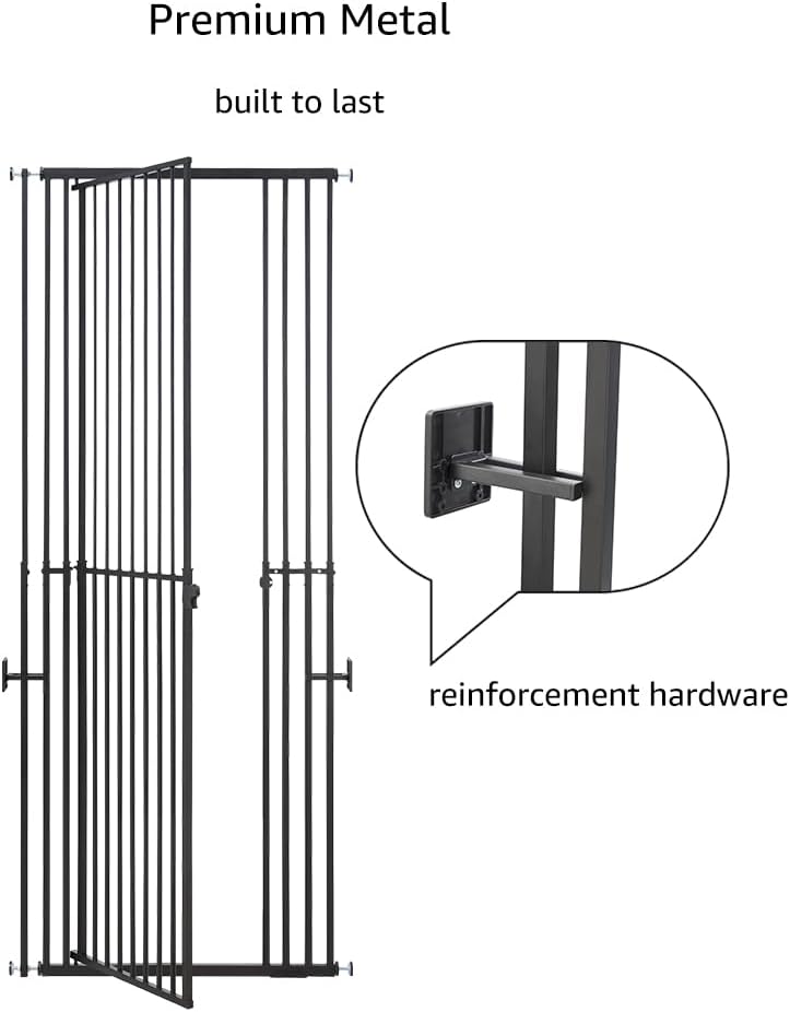 beeNbkks Extra Tall Cat Gate, Adjustable 47’’-87’’ Height, Fits 27.5’’-37’’ Wide Openings, Dog Gate for Doorways Stairs, No Drilling Pet Safety Barrier Indoor Use, Metal Fence for Dogs Cats