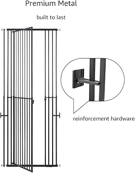 beeNbkks Extra Tall Cat Gate, Adjustable 47-87 Height, Fits 27.5-37 Wide Openings, Dog Gate for Doorways Stairs, No Drilling Pet Safety Barrier Indoor Use, Metal Fence for Dogs Cats