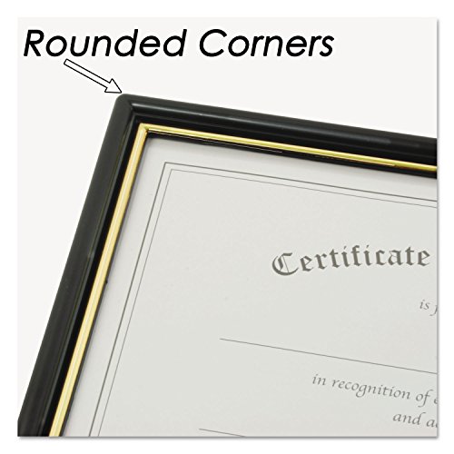Nudell 11818 Ez Mount Document Frame W/Trim Accent, Plastic, 8-1/2 X 11, Black/Gold, 18/Ct #TOP3
