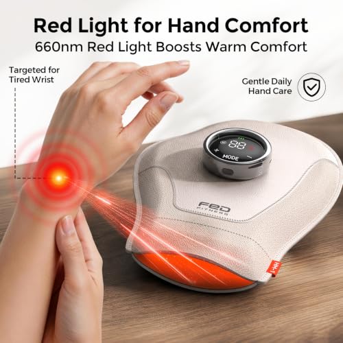 Red Light Hand Massager with Heat and Compression, Cordless DROPS TO - image 3