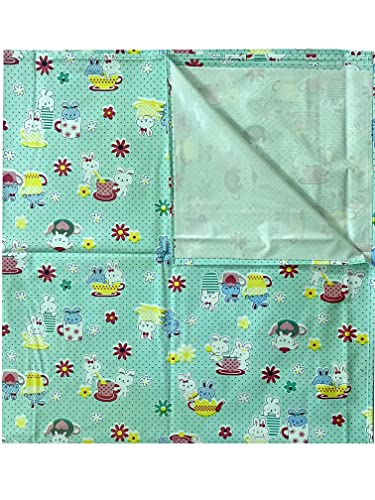 Image of EcoSoft Plastic Sheet,PVC Sheet for Kids,Rubber Sheet for Babies,Bed Wetting Protector(90 x 135 cm) (Green Rabbit)