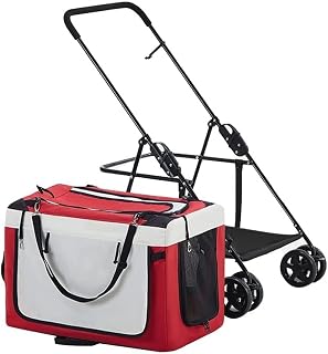 Carrinhos de bebê para cães para cães pequenos Carrinho de cachorro leve para 2 cães, gatos, filhotes e gatinhos, carrinho de cachorro respirável para cães e mais (vermelho)