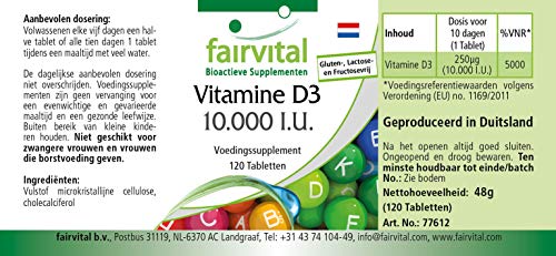 fairvital Vitamin D3 10.000 I.E. Depot, 120 Tabletten, HOCHDOSIERT, Cholecalciferol, nur 1 Tablette alle 10 Tage – Bild 8