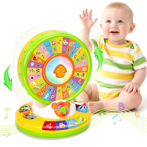 Toy for 1 2 3 Year Old Boys Girls, Spin and Sing Alphabet Baby Musical Learning Toys for Toddler 12-18 Months, Interactive Games with Light and...