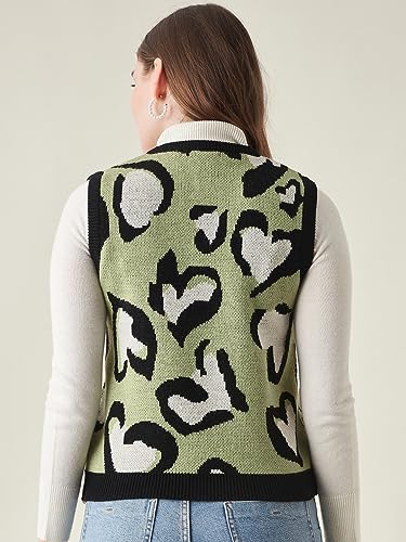 Image of Modeve Printed V Neck Sleeveless Sweater for Women||Winterwear||