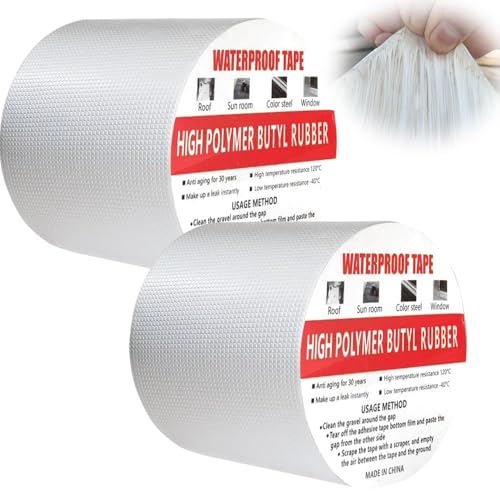 2PCS Butyl Tape Waterproof Tape, 100mm x 5m Upgraded Aluminum Foi...