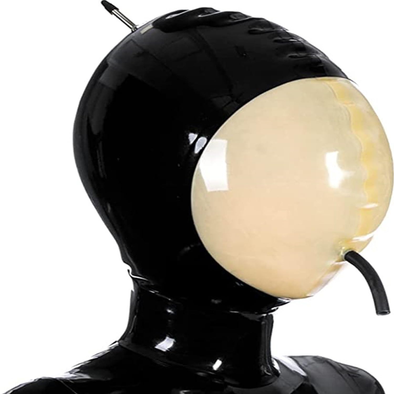 WXLPCGO Latex Hood Inflation Rubber Head Mask All Inclusive Natural latex Handmade Back Zipper for BDSM Cosplay(Size:L-68CM)