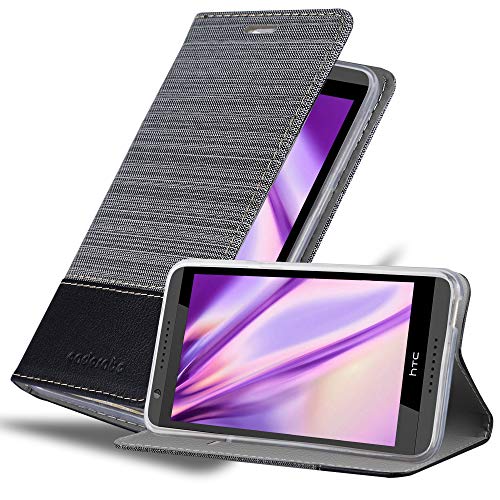 cadorabo Coque pour HTC Desire 820 en Gris Noir - Housse Protection avec Fermoire Magnétique, Stand Horizontal et Fente Carte - Portefeuille Etui Poche Folio...
