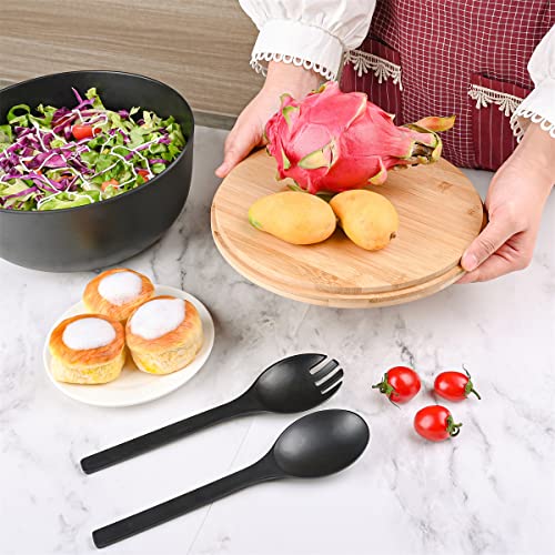 Lovyanxue Salad Bowl With Lid, 9.8" Large Salad Bowl Set With Lid Spoon Fork, Natural Bamboo Fiber Salad Bowl And 4 Small Bowls For Salad, Fruits, Vegetables, Pasta, Popcorn #TOP4