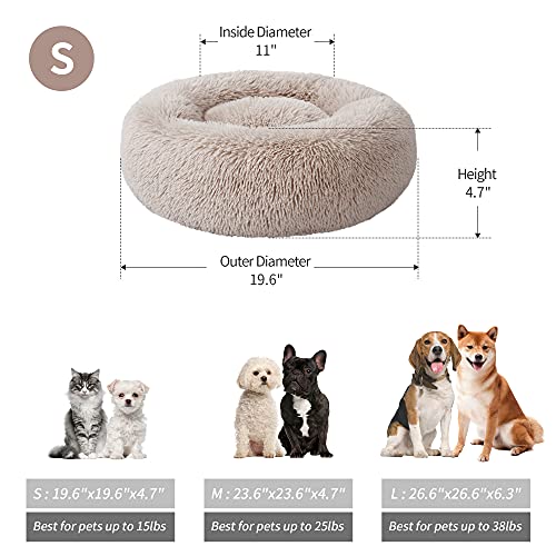 Love's cabin 20in Cat Beds for Indoor Cats - Cat Bed with Machine Washable, Waterproof Bottom - Taupe Fluffy Dog and Cat… - Image 5