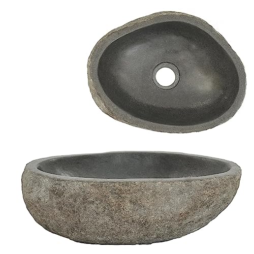 KOIECETA Lavabo Ovalado Lavamanos de Baño de Aseo Uso Diario Adorno para el Baño o la Cocina Superficie Interna Pulida Suave de Piedra Natural (29-38) x (24-31) x 12 cm (W x D x H)