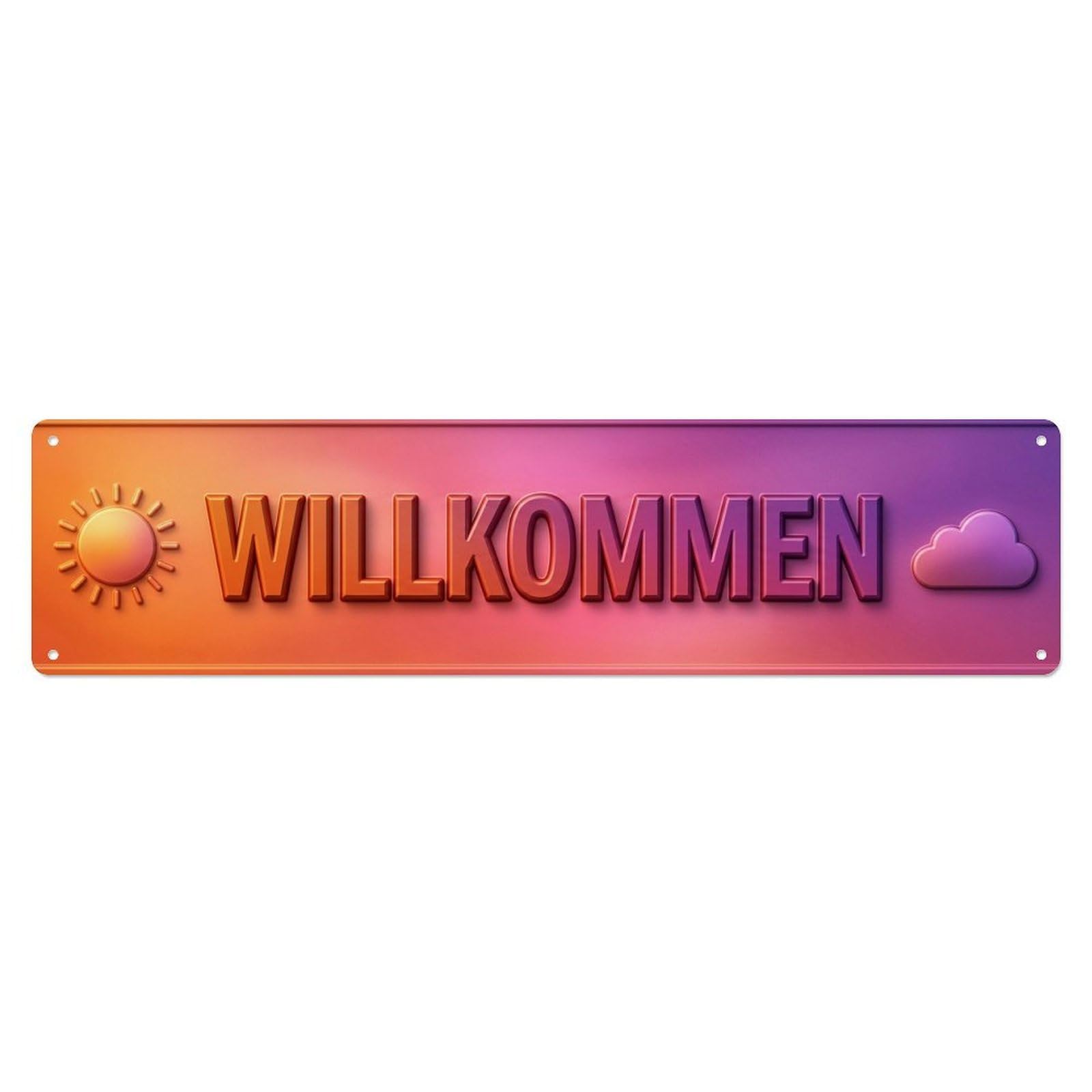Sunset Ombre Gradient Warm Welcome Metal Tin Sign