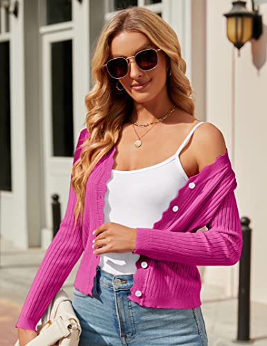 Image of Womens Cropped Cardigan Knit Shrugs for Dresses Tops V Neck Button Down Cardigans Sweaters
