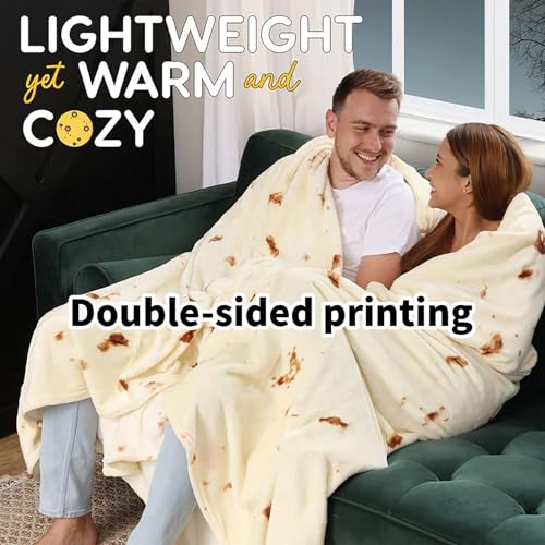 Image of 74in Burrito Tortilla Blanket White Elephant Gifts for Adults Useful Throw Blankets Women Men Party Cool Stuff Novelty Gag Soft Fleece Wrap