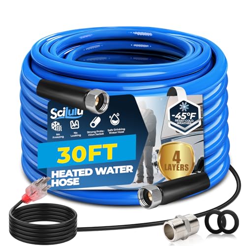 Top 10 Best Heated Hose for Rv Owners in 2 Scilulu 30ft Heated Water Hose for RV, Freeze Protection to -45°F, Lead-Free & BPA-Free, Safe Drinking Water for Campers, Gardening, Livestock, Home Use