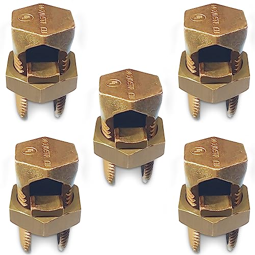 ohlectric hex head copper split bolt connector 6 awg 5 pack ul listed reusable heavy-duty electrical connector  high conductivity electrolytic copper  for grounding bonding amp direct burial