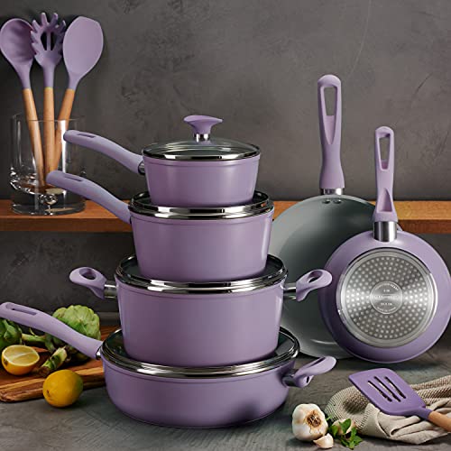 Image of Tramontina Solara 14-Pc Ceramic Non Stick Pots and Pans Set with Lids
