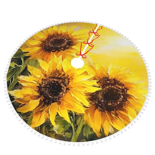 Jupe de sapin double couche à pompons et imprimé tournesols - 4
