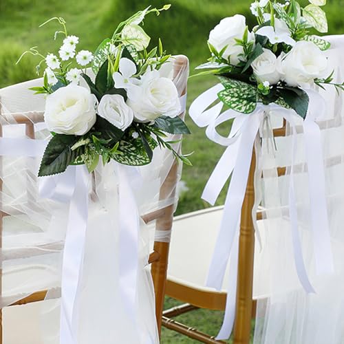 Image of White Satin Ribbon 4 inch X 15 Yards Polyester Ribbon for Gift Wrapping Very Suitable for Weddings Party Hair Bow Invitation Decorations and More