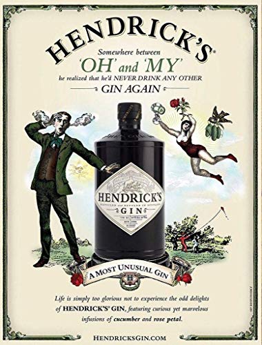 BigBazza Novelty Retro Vintage Wall tin Plaque 20x15cm - Ideal for Pub shed Bar Office Man Cave Home Bedroom Dining Room Kitchen Gift - Hendricks GIN Tonic Drink Metal Sign