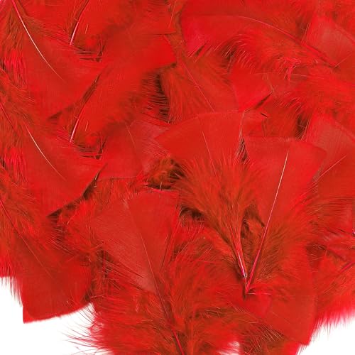 Soarer Red Turkey Feathers - 300pcs 3-5inch Feathers for DIY Crafts Wedding Home Party Decorations Dream Catcher Supplies(Red)