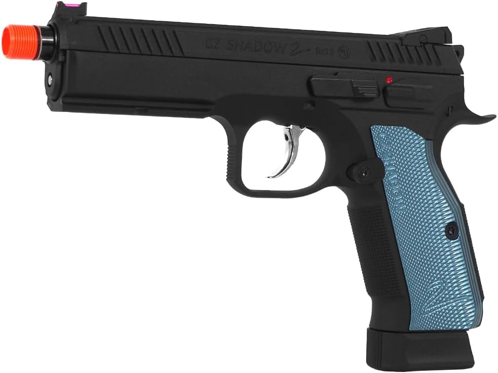 ASG CZ Shadow 2 CO2 Airsoft Pistol - Adjustable Mag Release, Stainless Steel Recoil Spring Guide Blowback BB Gun - Black