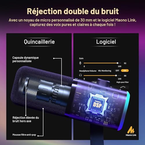 Microphone de podcasting MAONO USB/XLR compatible avec consoles de mixage - 3