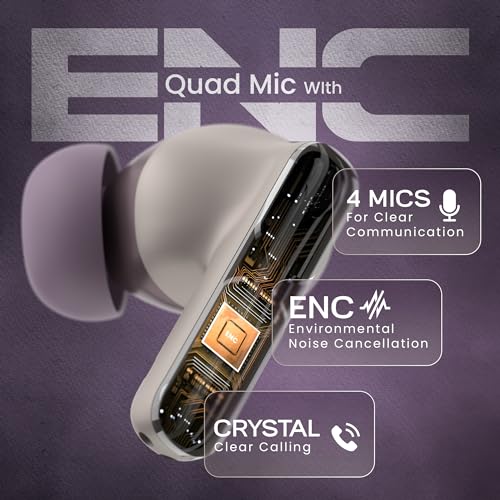 Image of (Refurbished) HAMMER Stellar Enc(Environmental Noise Cancelation)In-Ear Tws With 4 Mics For Crystal Clear Calling, Playtime 48 Hrs, Bt 5.3, Type-C Fast Charging,Metallic Tri-Color Shade, Driver Deep Bass,(Cream)