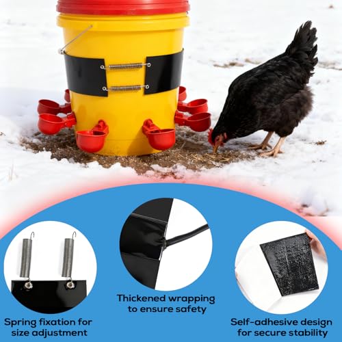 Chicken Water Heater Thermo Bucket Belt Heated Strap for 2-5 Gallon Barrel, 40W Silicone Rubber Heating Band for Chicken Waterers with 6.5 ft Power Cord - Image 4