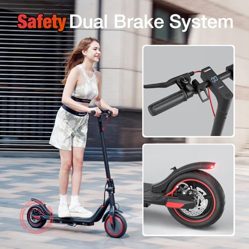 iScooter Electric Scooter Adults & Big Kids, 500/650 Peak Power, Up to 15/18/25 Miles Range, 19/22/25 MPH Top Speed, Cruise Control, Dual Braking System, Foldable E Scooter for Commuting & Campus Use