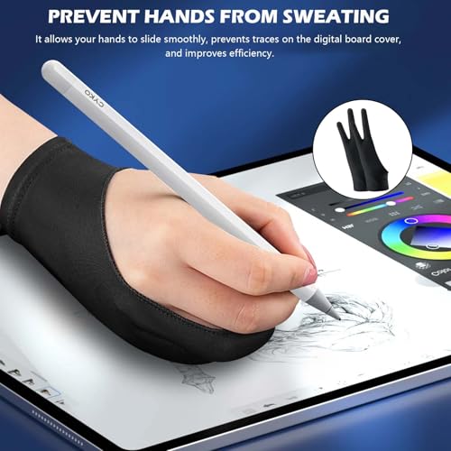 Image of 3pcs Artist Glove, Drawing Gloves for Tablet, Palm Rejection Gloves for Graphic Tablet, Anti-Fouling Two-Finger Gloves, Black Gloves for Drawing and Writing