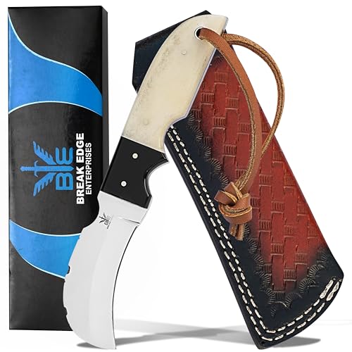 Stainless Steel Linemans Hawkbill Knife with Leather Sheath