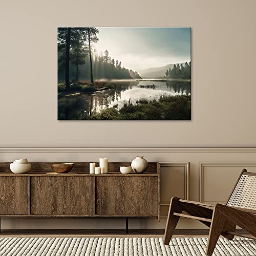 Tableaux déco mural paysage de nature gris pour grand salon - 2